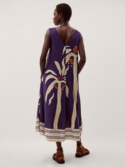 Monsoon Paloma Floral Midi Dress containing LENZING™ ECOVERO™ Viscose, Navy - view 2, Navy