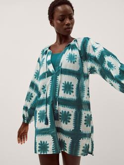 Monsoon Malia Tie Dye Kaftan, Teal, Teal