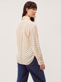 Monsoon Esme Long Sleeve Polka Dot Shirt, Ivory - view 2, Ivory