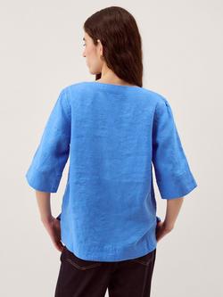 Monsoon Ingrid Pure Linen Top - view 2, Blue