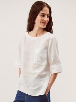 Monsoon Ingrid Pure Linen Top, White