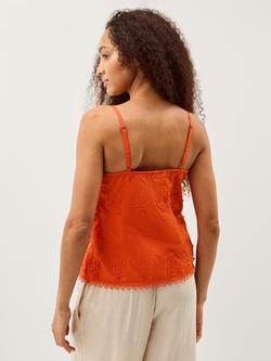 Monsoon Rosie Embroidered Cami Top, Orange - view 2, Orange