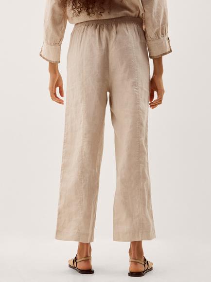 Monsoon Lucy Straight Pure Linen Trousers - view 2, Natural
