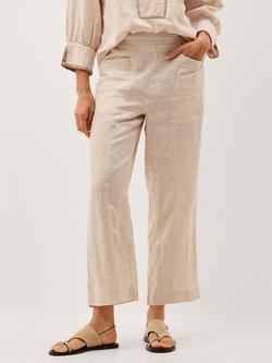 Monsoon Lucy Pure Linen Trousers, Natural, Natural