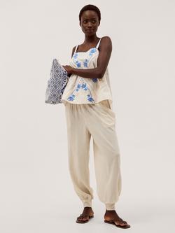 Monsoon Reese Balloon Trousers containing LENZING™ ECOVERO™ Viscose, Natural, Natural