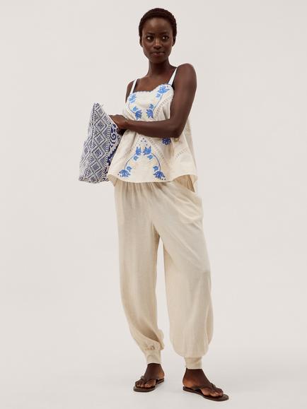 Monsoon Reese Balloon Trousers containing LENZING™ ECOVERO™ Viscose, Natural, Natural