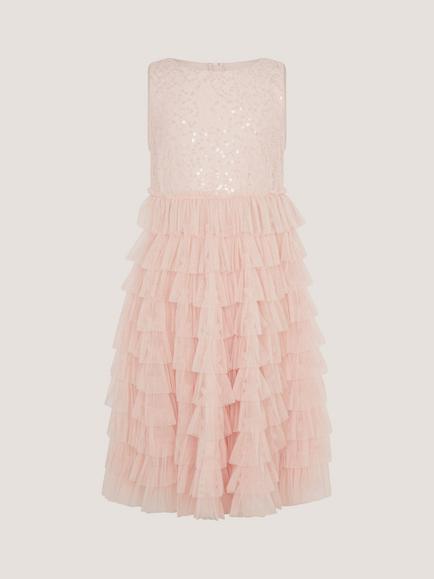 Monsoon Kids' Taylor Sleeveless Floral Lace Party Dress - view 2, Pink