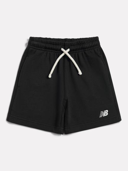 New Balance Kids' Cotton Terry Logo Shorts, Grey Marl, Black