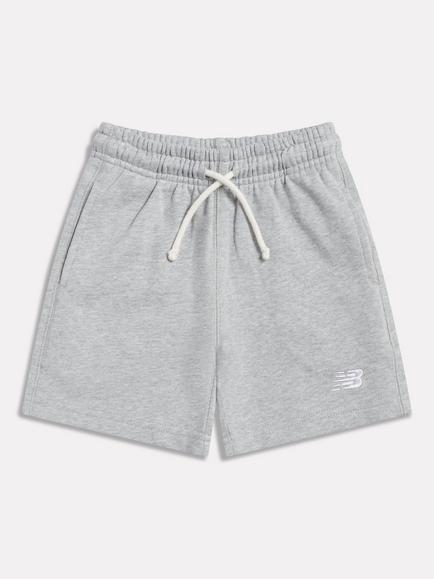 New Balance Kids' Cotton Terry Logo Shorts, Grey Marl, Grey Marl