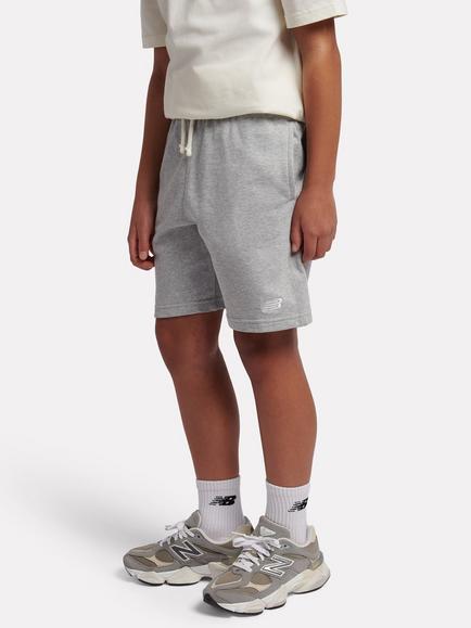New Balance Kids' Cotton Small Logo Shorts, Grey Marl - view 2, Grey Marl