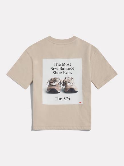 New Balance Kids' 574 Short Sleeve Back Graphic T-Shirt, Timberwolf - view 2, Timberwolf