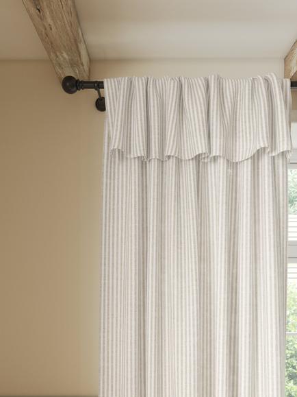 John Lewis Woven Stripe Flop-Over Tab Top Voile Panel, Putty