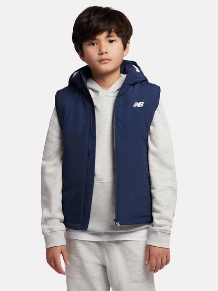 New Balance Kids' Hooded Gilet, Navy, Navy