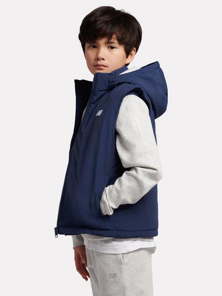 New Balance Kids' Hooded Gilet, Navy - view 2, Navy