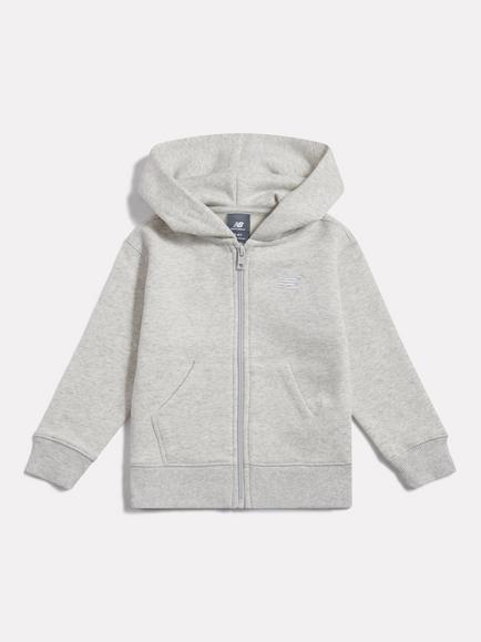 New Balance Kids' Cotton Blend Full Zip Hoodie, Ash Heather
