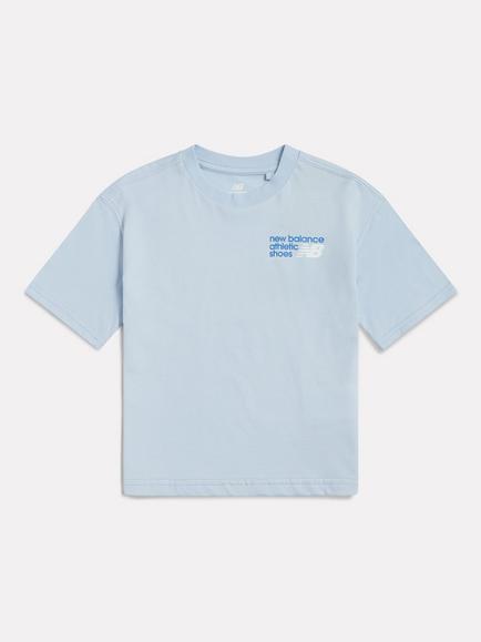 New Balance Kids' Short Sleeve Back Print T-Shirt, Oxford Blue, Oxford Blue