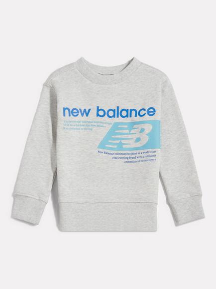 New Balance Kids' Graphic Print Crew Neck Sweatshirt, Ash Heather