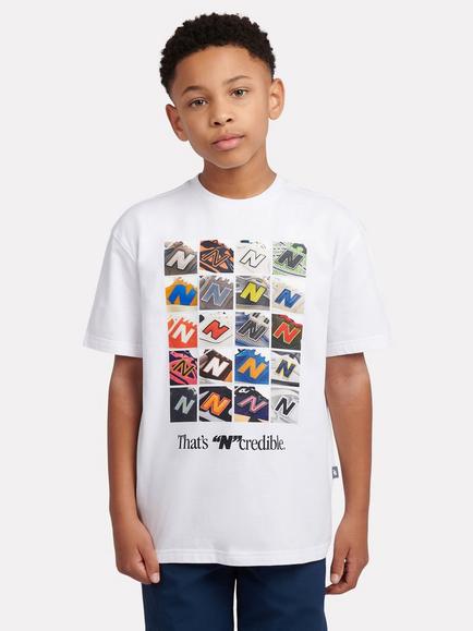 New Balance Kids' Celebrated Icons Graphic T-Shirt, White/Multi, White/Multi