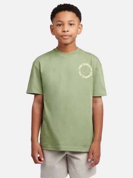 New Balance Kids' Circular Logo Graphic T-Shirt, Olive Green, Olive Green