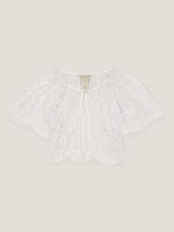 Monsoon Kids' Lola Lace Communion Cardigan, White, White