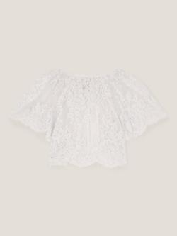 Monsoon Kids' Lola Lace Communion Cardigan, White - view 2, White