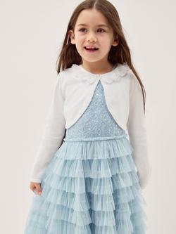 Monsoon Kids' Ottilie Appliqué Rose Cardigan, White, White