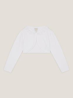 Monsoon Kids' Ottilie Appliqué Rose Cardigan, White - view 2, White