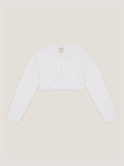 Monsoon Kids' Ottilie Appliqué Rose Cardigan, White - view 2, White