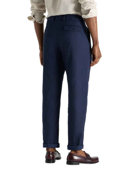 SPOKE Linen Hackneys Narrow Thigh Relaxed Chinos - view 2, Navy