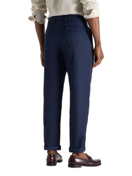 SPOKE Linen Hackneys Wide Thigh Relaxed Chinos - view 2, Navy
