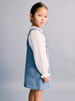 Mango Kids' Hello Kitty Denim Pinafore Dress, Mid Blue - view 2, Mid Blue