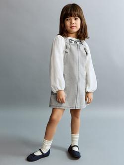 Mango Kids' Sleeveless Mini Pinafore Dress, Grey, Grey