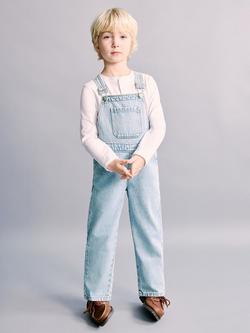 Mango Kids' Denim Buckle Dungarees, Light Blue, Light Blue