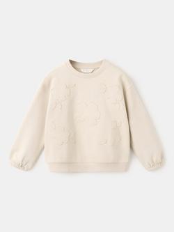Mango Kids' Floral Applique Sweatshirt, Beige, Beige