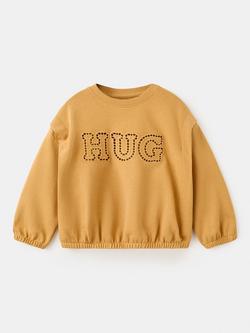 Mango Kids' Cotton Slogan Jumper, Ochre, Ochre