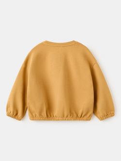 Mango Kids' Cotton Slogan Jumper, Ochre - view 2, Ochre