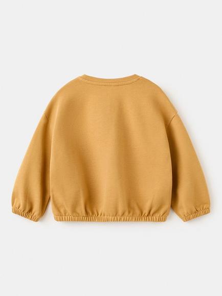 Mango Kids' Cotton Slogan Jumper, Ochre - view 2, Ochre