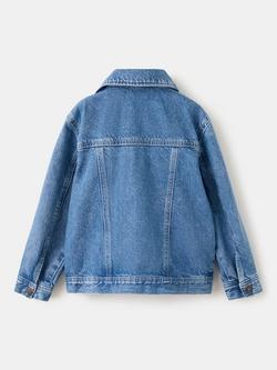 Mango Kids' Boxy Denim Jacket, Mid Blue - view 2, Mid Blue