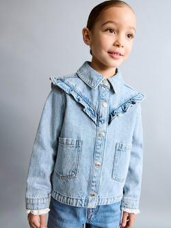 Mango Kids' Ruffle Denim Jacket, Light Denim, Light Denim