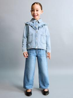 Mango Kids' Ruffle Denim Jacket, Light Denim - view 2, Light Denim
