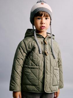 Mango Kids' Quilted Hooded Jacket, Khaki, Khaki