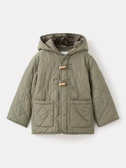 Mango Kids' Quilted Hooded Jacket, Khaki - view 2, Khaki
