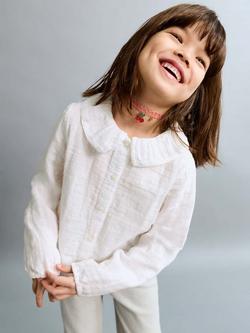 Mango Kids' Collar Shirt, White, White