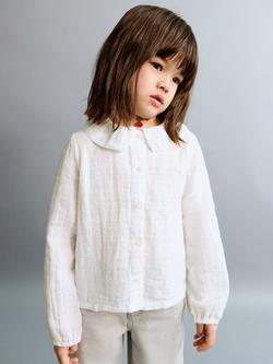 Mango Kids' Collar Shirt, White - view 2, White