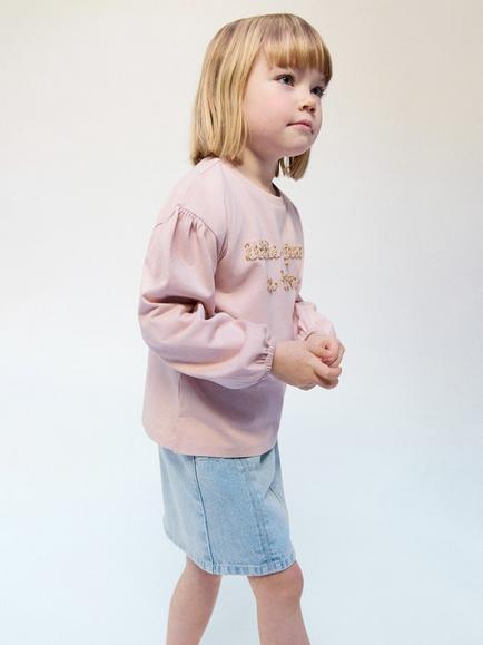 Mango Kids' Cotton Denim A-Line Skirt, Light Blue, Light Blue