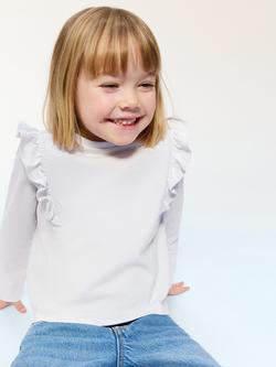 Mango Kids' Long Sleeve Ruffle T-Shirt, Sky Blue, Sky Blue