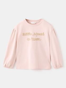 Mango Kids' Embroidered Long Sleeve T-Shirt, Pink, Pink