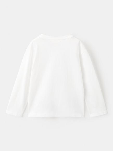 Mango Kids' Long Sleeve Floral Embroidery T-Shirt, Off White - view 2, Off White