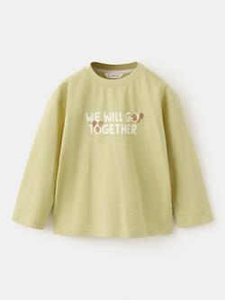 Mango Kids' Long Sleeve Graphic Print T-Shirt, Lime, Lime