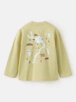 Mango Kids' Long Sleeve Graphic Print T-Shirt, Lime - view 2, Lime